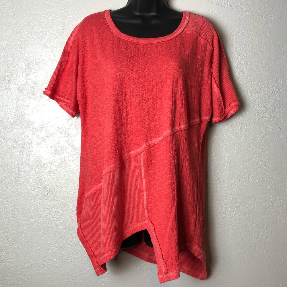 SEMISUE asymmetrical raw hem shirt blouse Sz Large